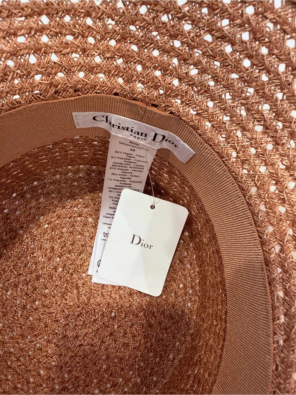 Dior Woven Straw Wide-Brim Hat - Copper Tan